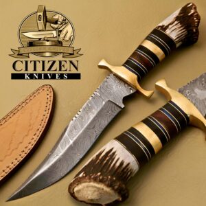 Damascus Steel Hunting Bowie Knife