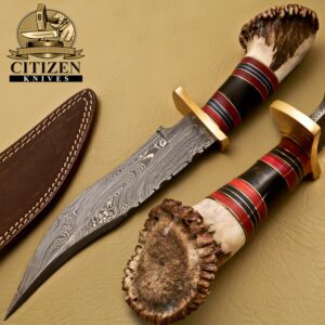 Damascus Steel Hunting Bowie Knife