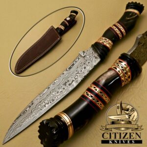 Damascus Steel Hunting Bowie Knife