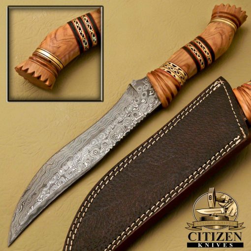 Damascus Steel Hunting Bowie Knife