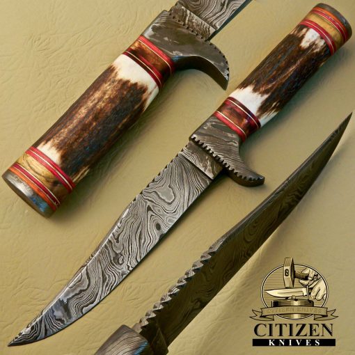 Damascus Steel Hunting Bowie Knife