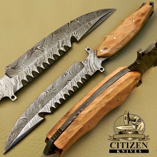 Damascus Steel Hunting Bowie Knife