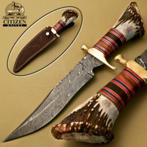 Damascus Steel Hunting Bowie Knife