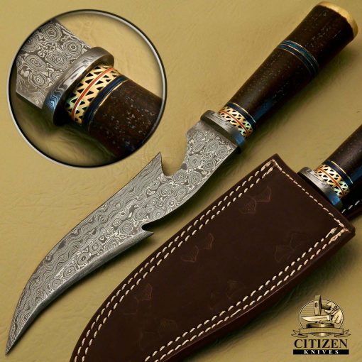 Damascus Steel Hunting Bowie Knife