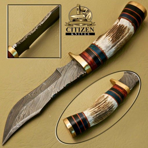 Damascus Steel Hunting Bowie Knife