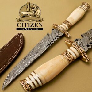 Damascus Steel Hunting Bowie Knife