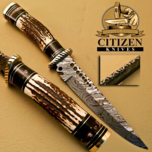 Damascus Steel Hunting Bowie Knife