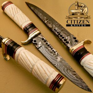 Damascus Steel Hunting Bowie Knife