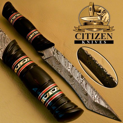 Damascus Steel Hunting Bowie Knife