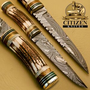 Damascus Steel Hunting Bowie Knife