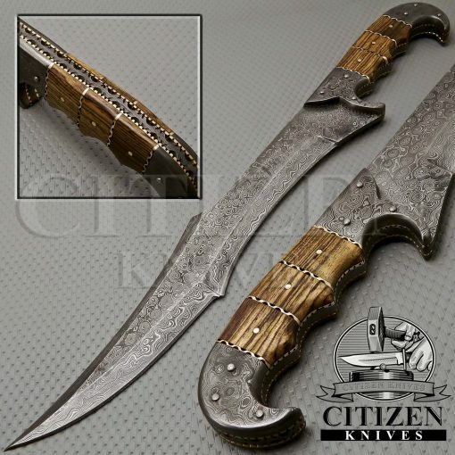 Damascus Steel Hunting Bowie Knife