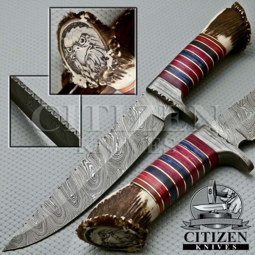 Damascus Hunting Bowie Knife