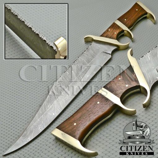 Damascus Hunting Bowie Knife