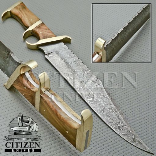 Damascus Hunting Bowie Knife