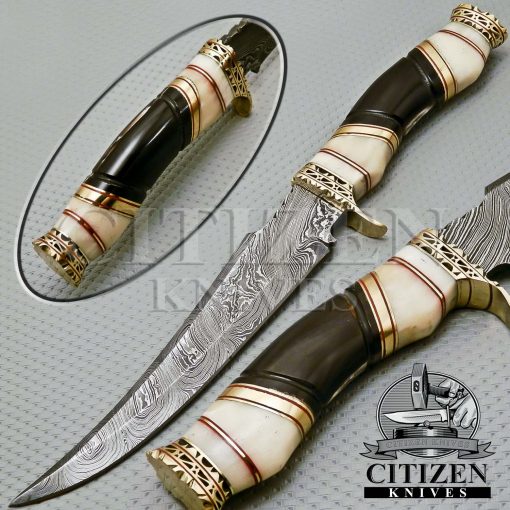 Damascus Hunting Bowie Knife