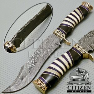 Damascus Hunting Bowie Knife