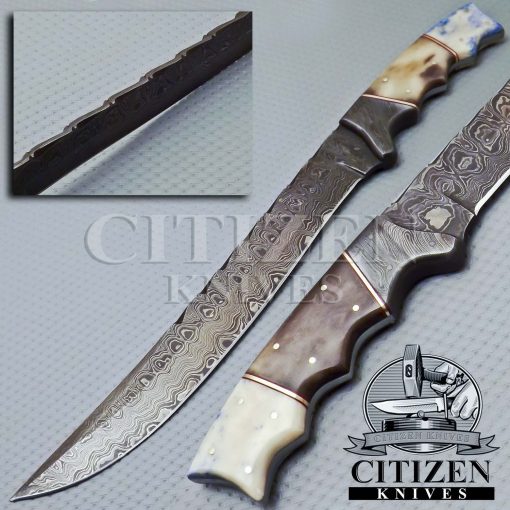 Damascus Hunting Bowie Knife