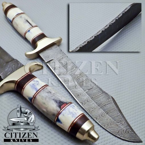 Damascus Hunting Bowie Knife