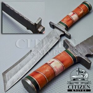 Damascus Hunting Bowie Knife