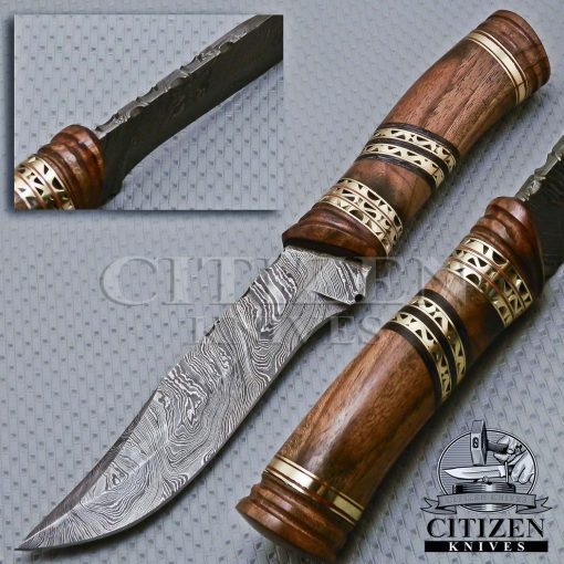 Damascus Hunting Bowie Knife