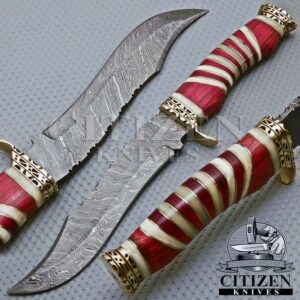 Damascus Hunting Bowie Knife