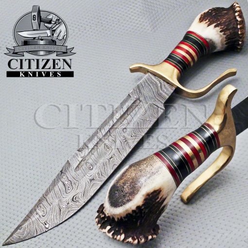 Damascus Hunting Bowie Knife