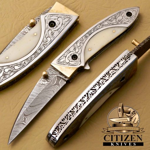 Damascus Steel Folding Knife