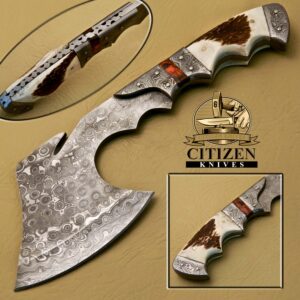 DAMASCUS STEEL AXE CHOPPER KNIFE