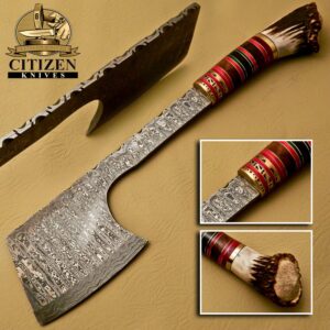 DAMASCUS STEEL AXE CHOPPER KNIFE