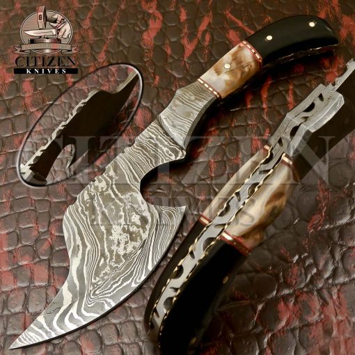 DAMASCUS STEEL AXE CHOPPER KNIFE