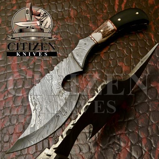 DAMASCUS STEEL AXE CHOPPER KNIFE