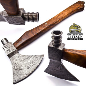 Hand Made Damascus Steel Forged Axes With Rose Wood Handle