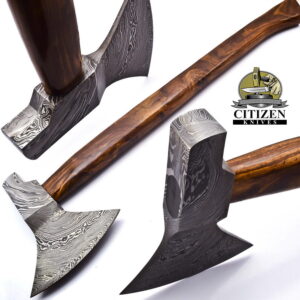 Hand Made Damascus Steel Forged Axes With Rose Wood Handle