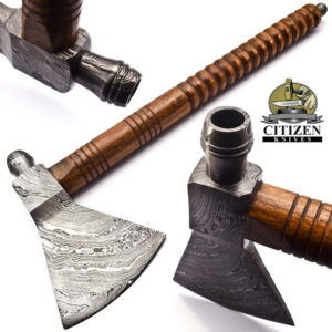 Hand Made Damascus Steel Forged Axes With Rose Wood Handle