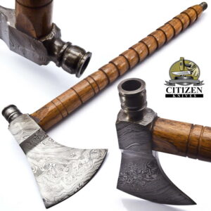 Custom Hand Made Damascus Steel Forged Axes With Rose Wood Handle