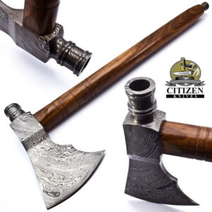 Custom Hand Made Damascus Steel Forged Axes With Rose Wood Handle