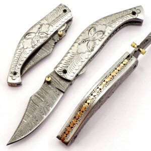 Damascus Steel Folding Knife - CTF-1