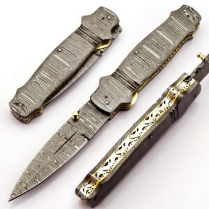 Damascus Steel Folding Knife - CTF-6